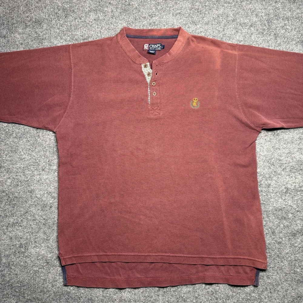 Vintage 1990s Chaps Ralph Lauren short-sleeve Henley shirt Size Large
